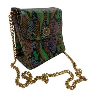 Vintage Phyllis Poland Made in Italy Snake Print Leather Crossbody Bag